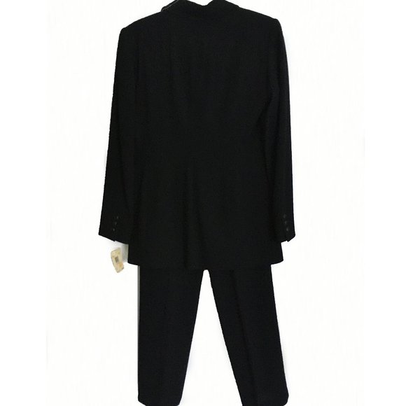 Dana Buchman Black 100% Wool Crepe Suit Jacket Coordinating Pants NWT - Picture 2 of 14